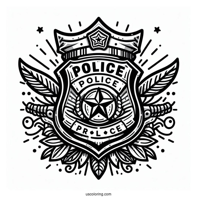 Police Badge Coloring Page