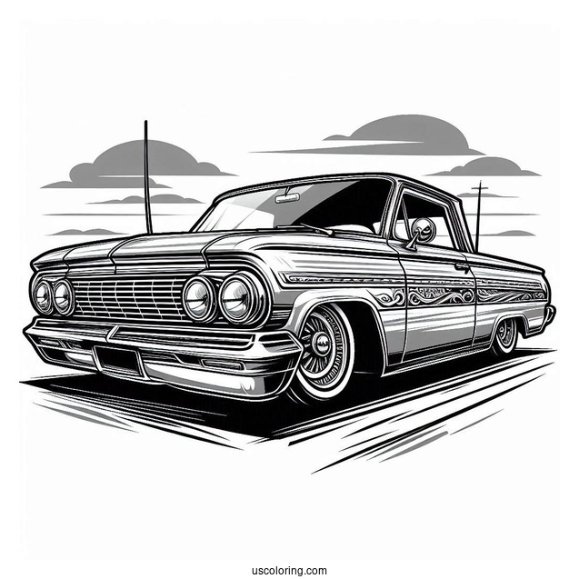 Realistic Chevrolet Lowrider Coloring Page