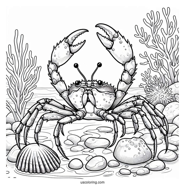 Spider Crab Coloring Page On Rocks