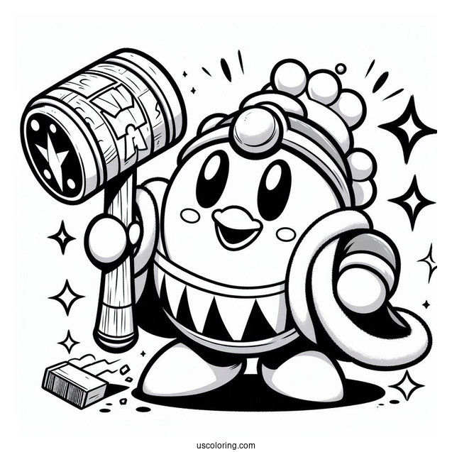 Cute Super Smash Bros Coloring Page Of King Dedede With Hammer