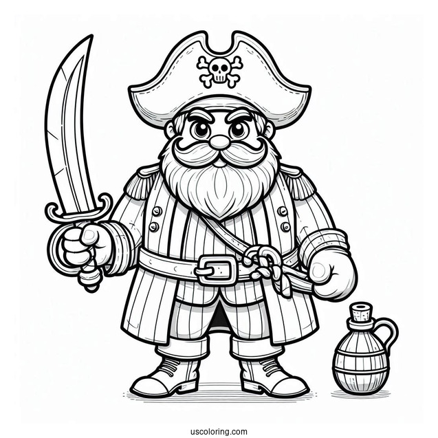 Stout Pirate Coloring Page Captain With A Sword For Kids