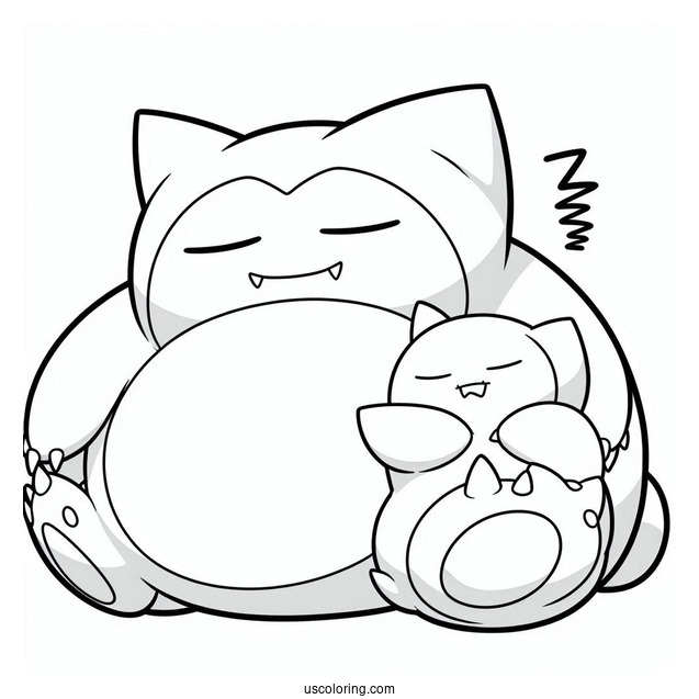 Gengar Sleeping On Top Of Snorlax Coloring Page