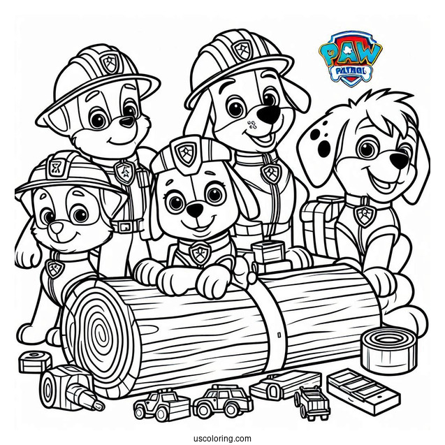 Paw Patrol Log With Friends Coloring Sheet