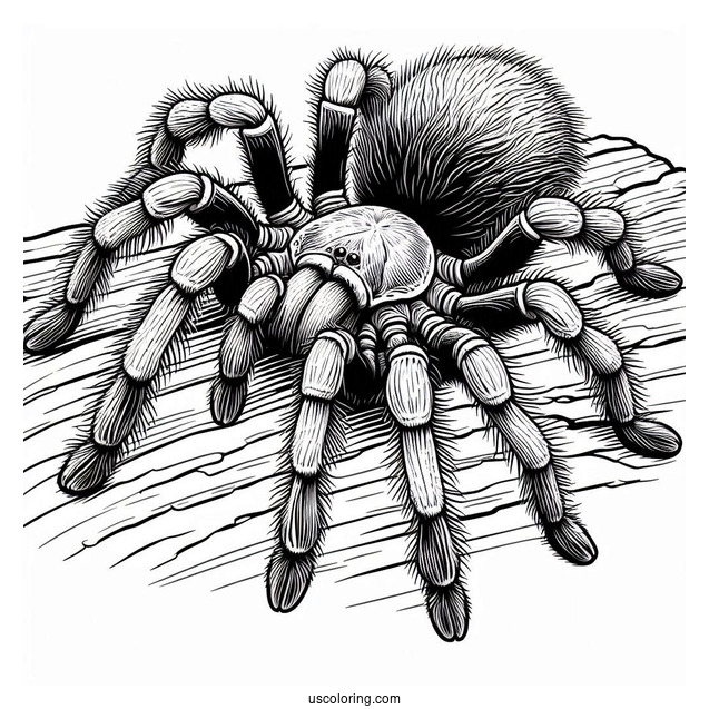 Tarantula Spider Resting On Log To Color