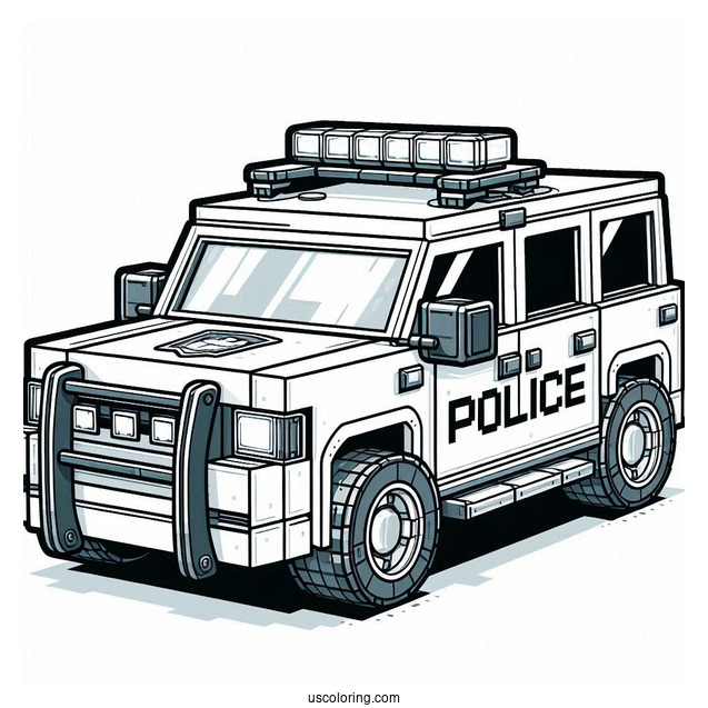 Minecraft Police Car Coloring Page