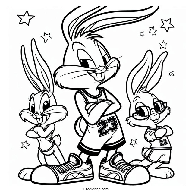 Cute Bugs Bunny In Tune Squad Jersey Coloring Page For Kids