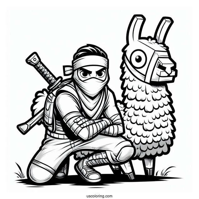 Fortnite Ninja With Llama Coloring In