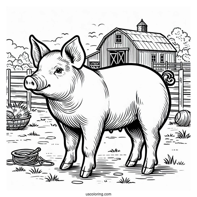 Farm Bred Pig To Color