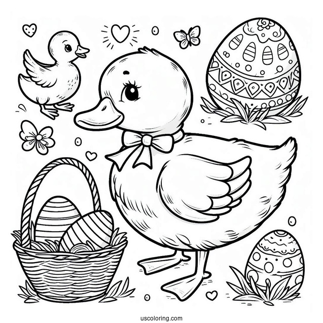 Easter Themed Ducks To Color For Kids