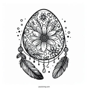 Floral Easter Egg Coloring Page Dreamcatcher