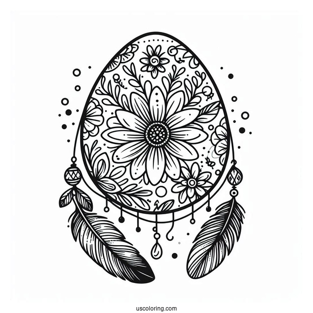Floral Easter Egg Coloring Page Dreamcatcher