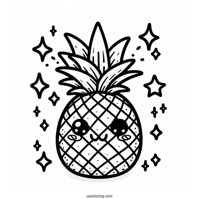 Kawaii Pineapple Coloring Page