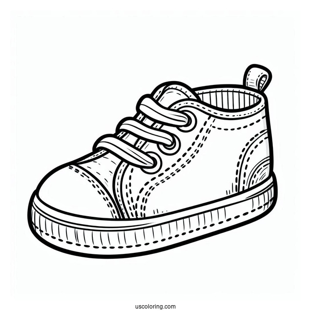 Outline Of Kid_s Rubber Shoes Coloring In