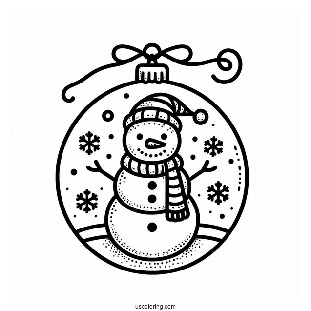 Snowman Christmas Ornament To Color