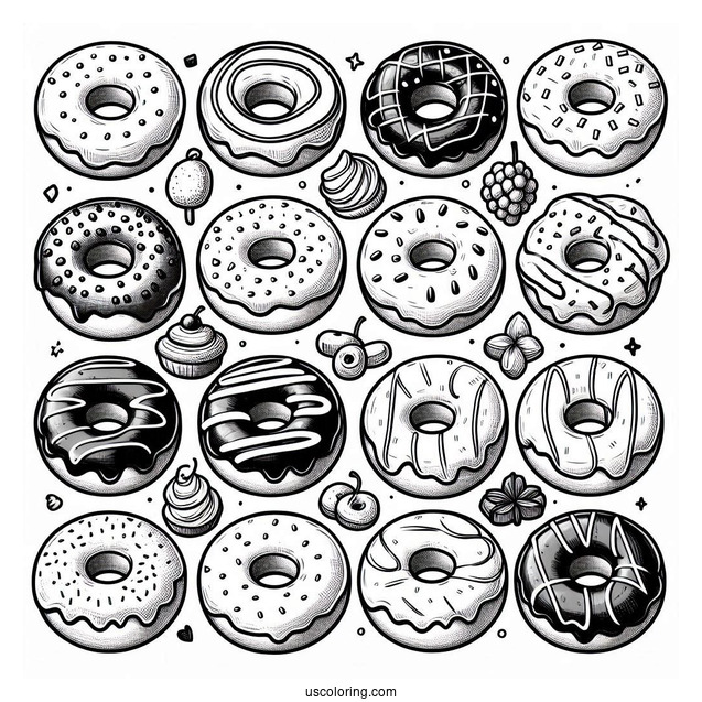 Dozen Dunkin Donuts Coloring Sheet