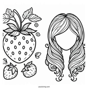 Easy Strawberry Coloring Page With Seeds For Kids