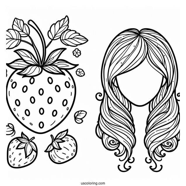 Easy Strawberry Coloring Page With Seeds For Kids