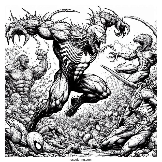 Realistic Carnage Coloring Page In Battle
