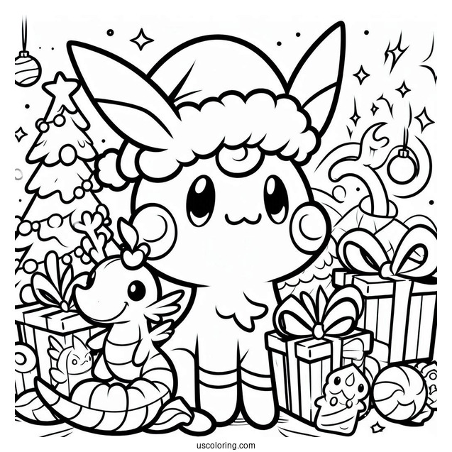 Pokemon Christmas Coloring Page V Card