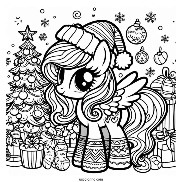 Christmas Themed My Little Pony to Color