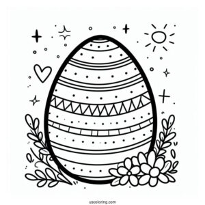 Simple Striped Easter Egg Coloring Page For Preschoolers