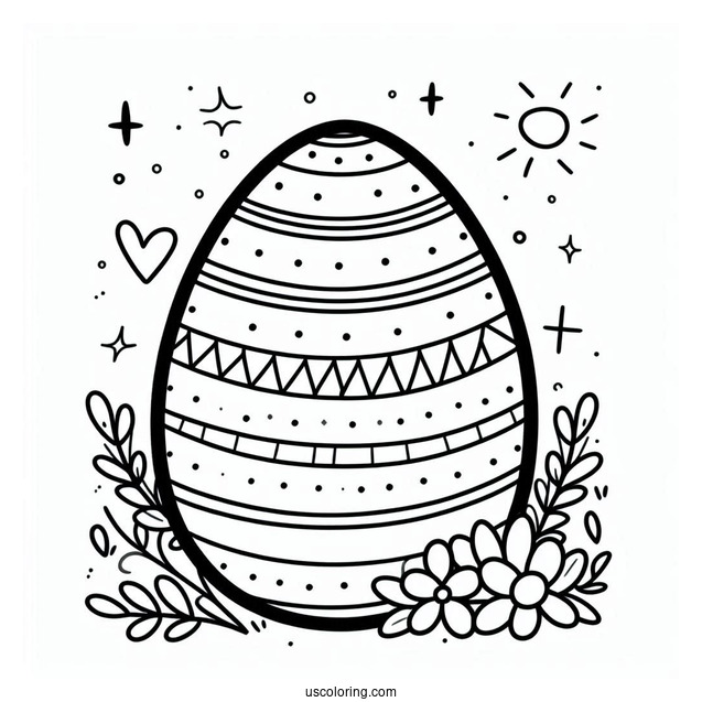 Simple Striped Easter Egg Coloring Page For Preschoolers