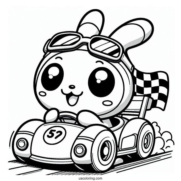 Detailed Pororo Coloring Page Of Crong In A Race Car