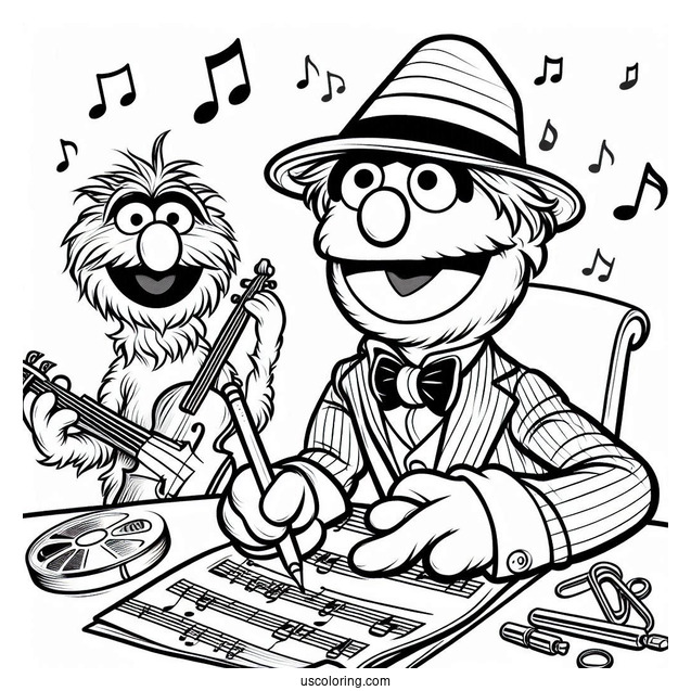 Muppets Coloring Page Of Rowlf The Dog Writing Music For Kids