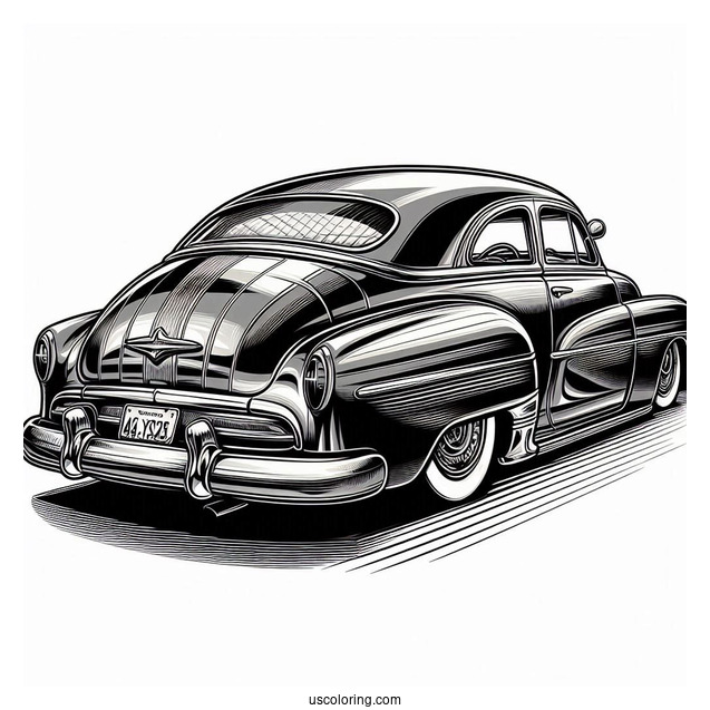 1949 Chevy Fleetline Lowrider Coloring Page Rear View