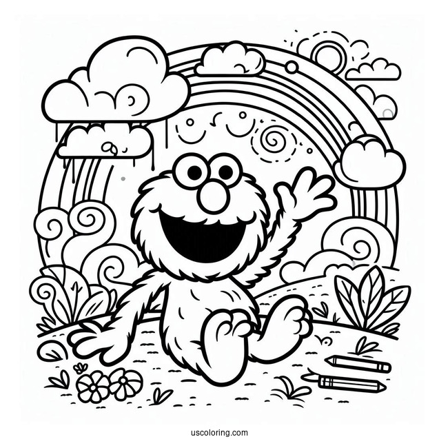 Simple Elmo Coloring In For Preschoolers