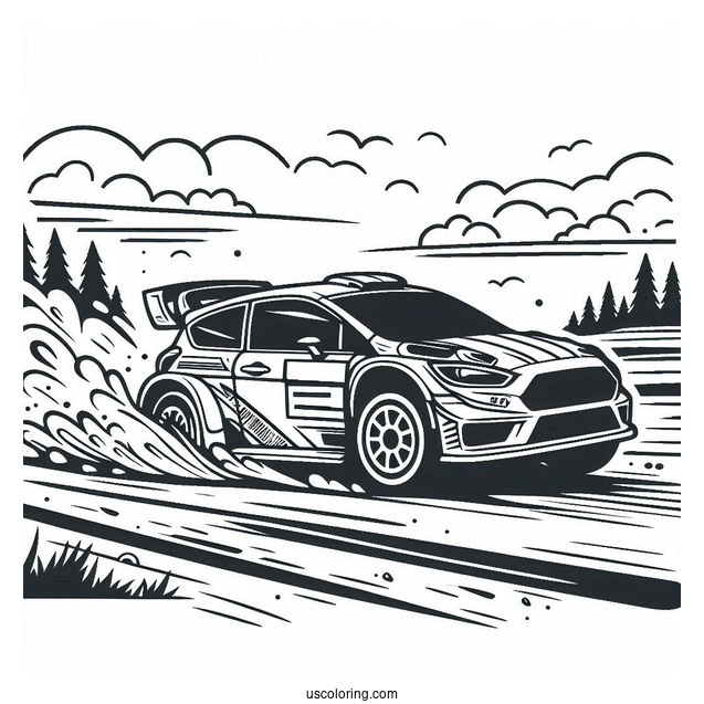 Coloring Page Of Rally Car Racing