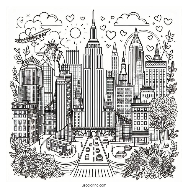 New York Coloring Page Of The Big Apple For Preschoolers