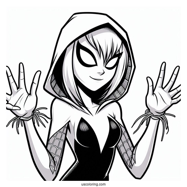 Easy Spider Gwen Coloring Page For Kids