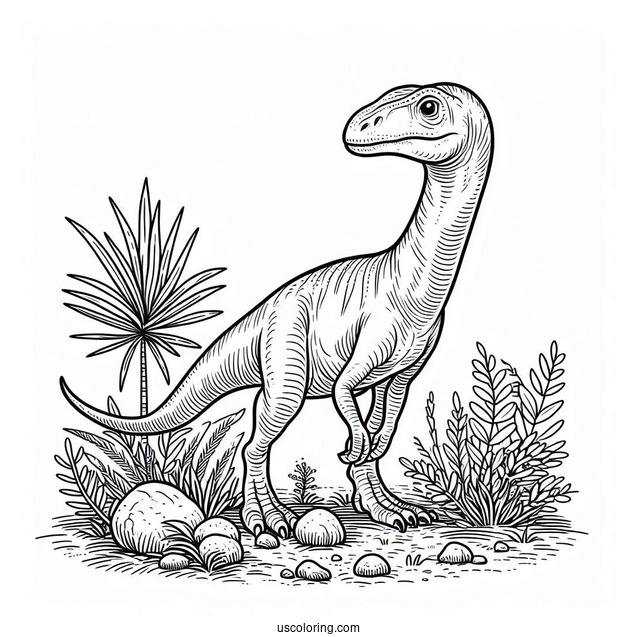 Simple Saurolophus Coloring Page For Kids