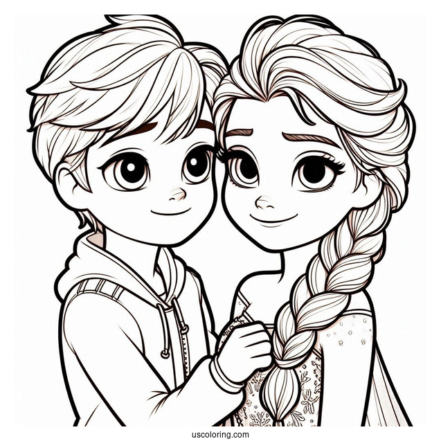Frozen Elsa And Anne To Color In For Kids