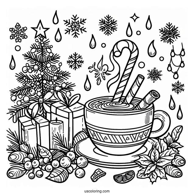 Christmas Coloring Pages For Adults Of Christmas Hot Beverages Coloring Page