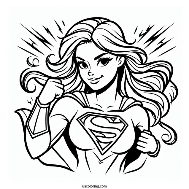 Easy Supergirl Coloring Page With Flash Outline