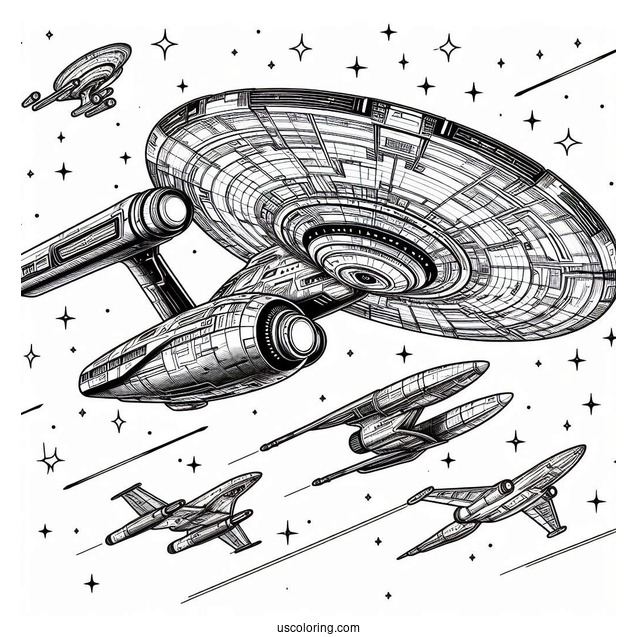 Star Trek Coloring Page Of Detailed Maquis Raider Starship