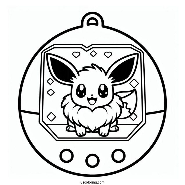 Eevee Inside A Tamagotchi Coloring Page For Preschoolers