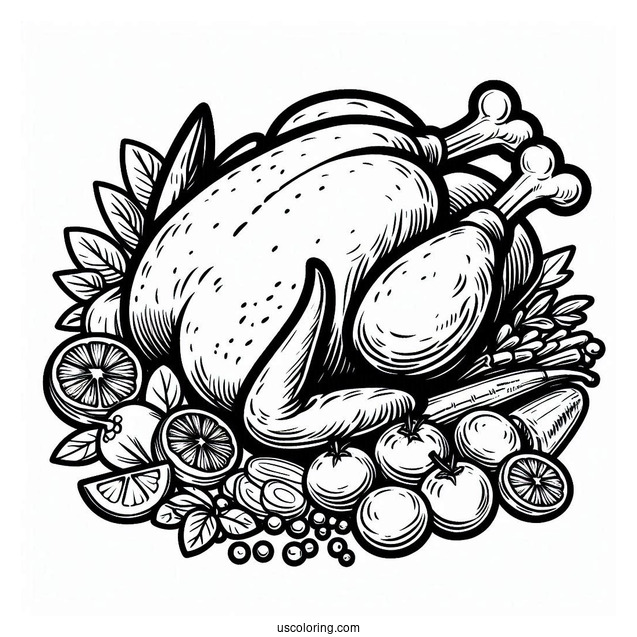 Roast Turkey Coloring Sheet