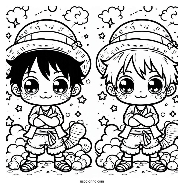 Chibi Luffy Coloring Page For Preschoolers
