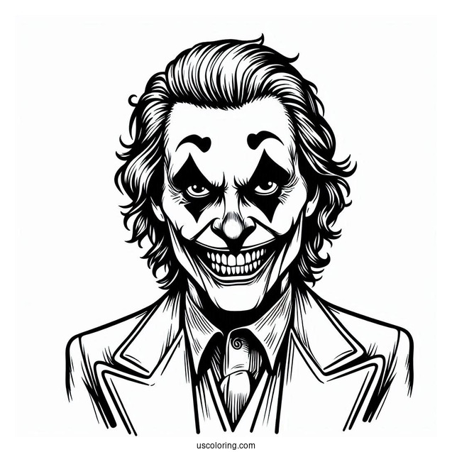 Coloring Sheet Of Joker With Creepy Smile
