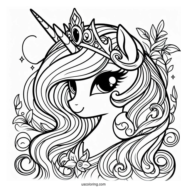 Elegant Princess Celestia Coloring Page With Crown
