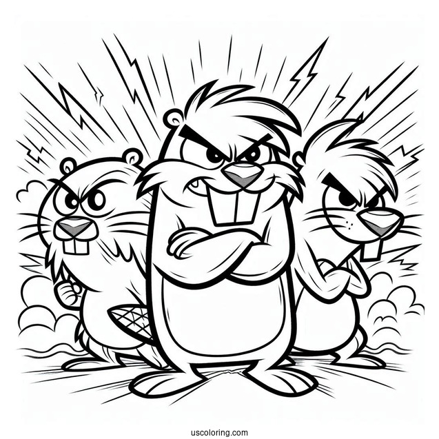 Nickelodeon Coloring Page Of Easy The Angry Beavers Outline