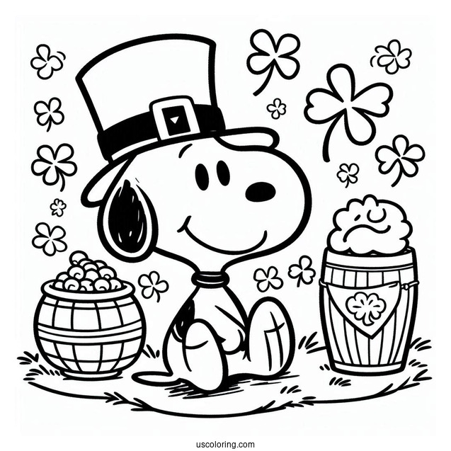 Snoopy Themed St Patrick_s Day Coloring Sheet