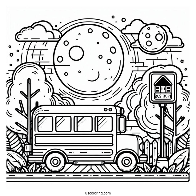 Bus Stop Sign To Color