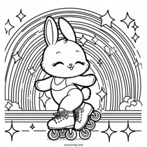 Sunny Bunnies Coloring Page Of Shiny Rollerblading On The Rainbow