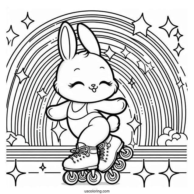 Sunny Bunnies Coloring Page Of Shiny Rollerblading On The Rainbow