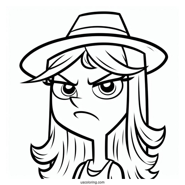 Phineas And Ferb Coloring Page Of Candace Flynn Frowning