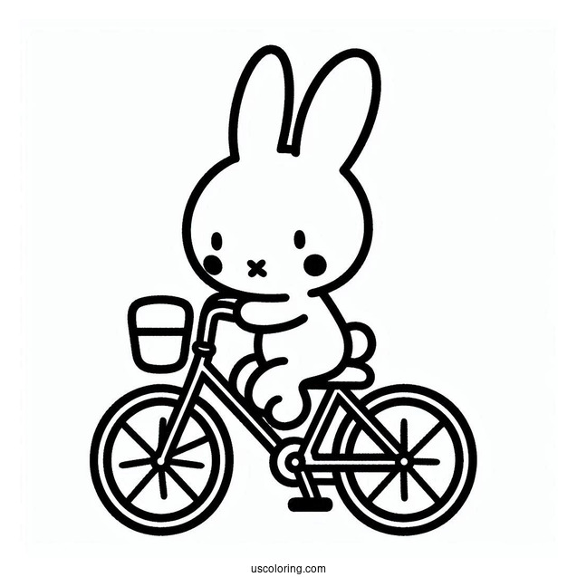 Miffy Coloring Page On A Bicycle For Preschoolers